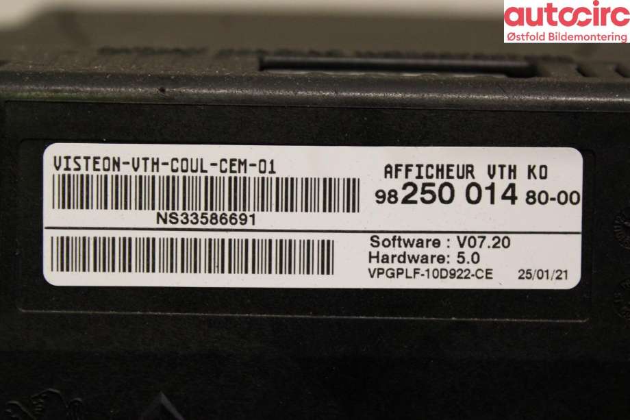 Instrumentpanel til Opel Vivaro C 2020-->>  (OPEL||9825001480)