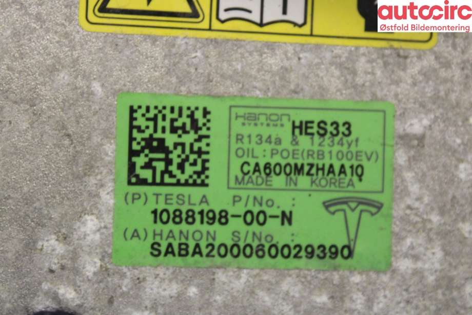 Aircondition kompressor til Tesla Model 3 2018-2023 (Fase 1) (TESLA|1088198-00-N|)