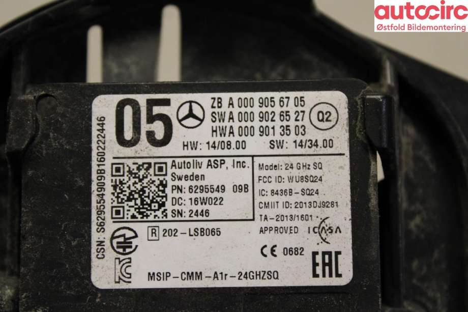 Sensor radar til Mercedes B-Klasse 2011-2018 (W246) (W246) (MERCEDES|A 000 905 67 05|)
