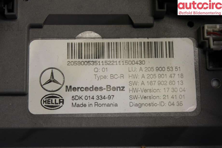 Styreenhet comfort (BCM) til Mercedes EQC 2019-->> (MERCEDES|A 205 900 53 51|)