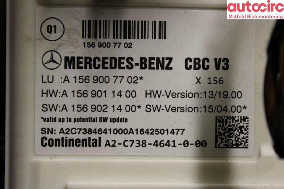 Styreenhet comfort (BCM) til Mercedes B-Klasse 2011-2018 (W246) (W246) (MERCEDES|A 156 900 77 02|)
