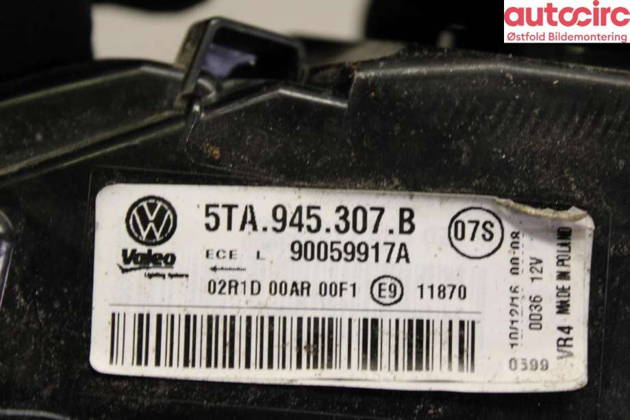 Baklykt venstre indre til VW Touran 2015-2021 (Type II) (VOLKSWAGEN|5TA 945 307 B|)