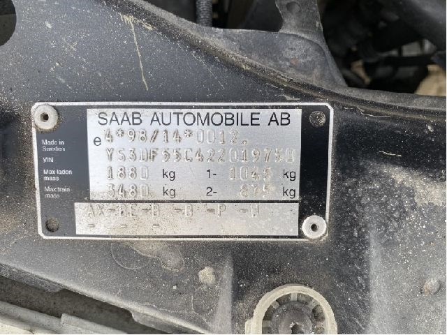 Saab 9-3 1998-2002 (Type I) , Motorkode: B205E, Girkassekode: 