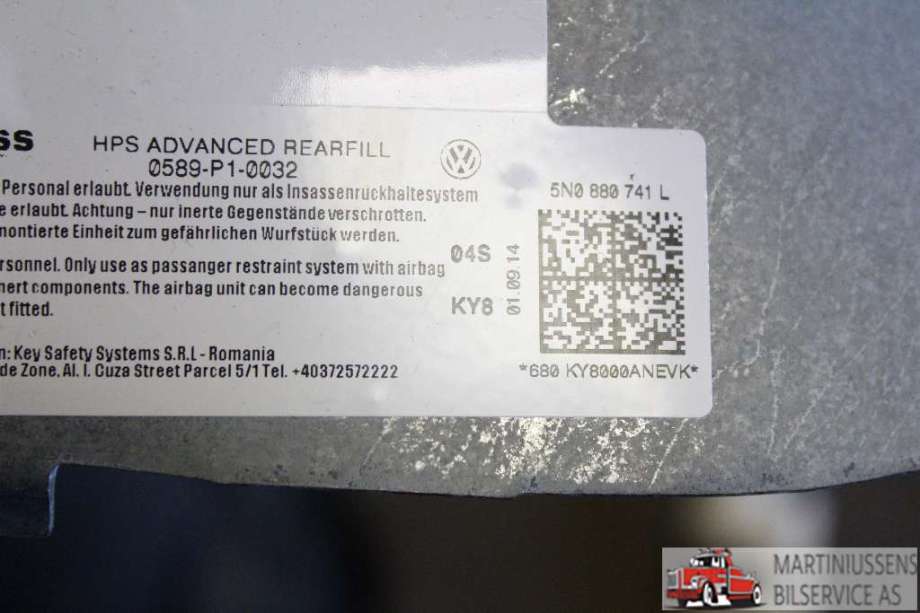 Airbag gardin venstre til VW Tiguan, 2011-2016 (Type I, Fase 2)  (VOLKSWAGEN|5N0 880 741 L)