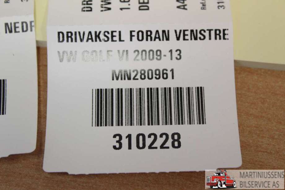 Drivaksel høyre foran til VW Golf VI 2008-2012  (VOLKSWAGEN|)