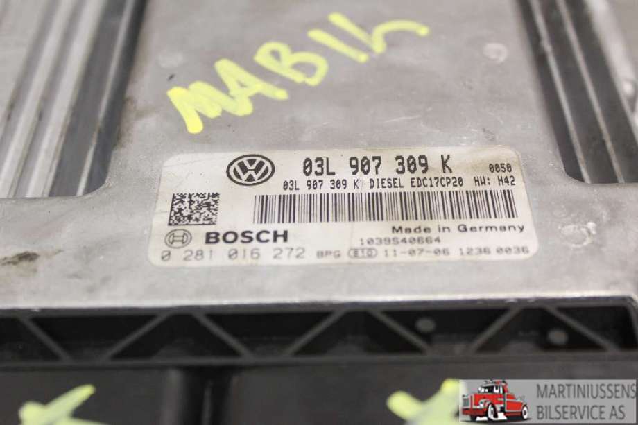 Styreenhet motor til VW Transporter / Caravelle 2009-2015 (Fase 2) (T5) (T5) (VOLKSWAGEN|03L 907 309 K|0 281 016 272|)