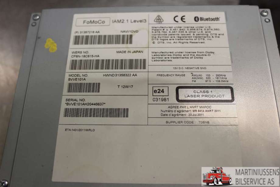 Bilstereo til Volvo V40, 2012-2019  (VOLVO|31357216 AA)
