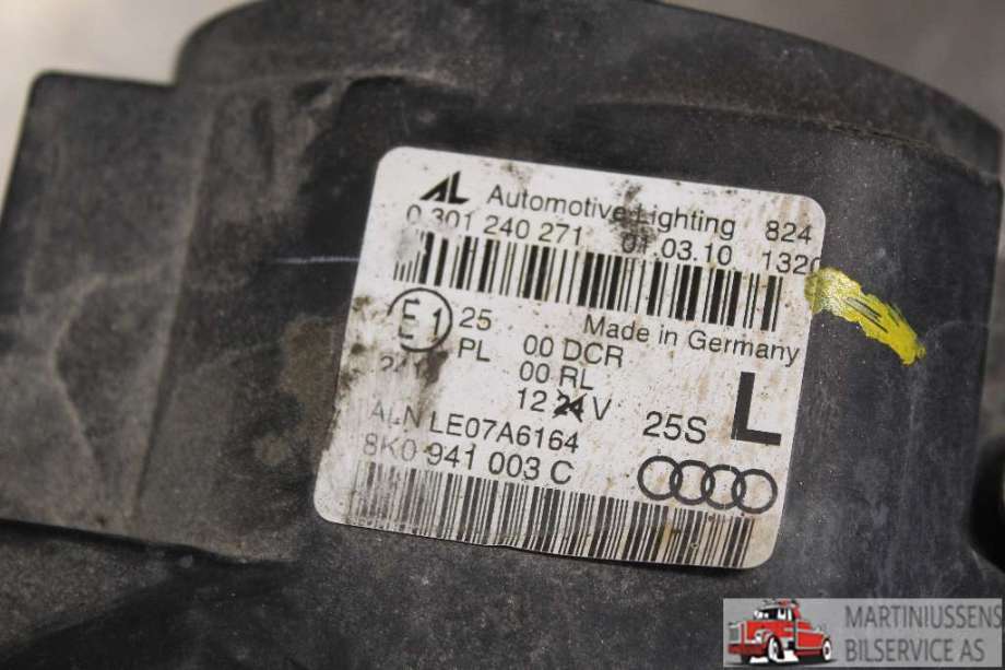 Frontlykt venstre xenon til Audi A4 2007-2014 (Type IV) (B8) (B8) (AUDI|8K0 941 029 AJ|)