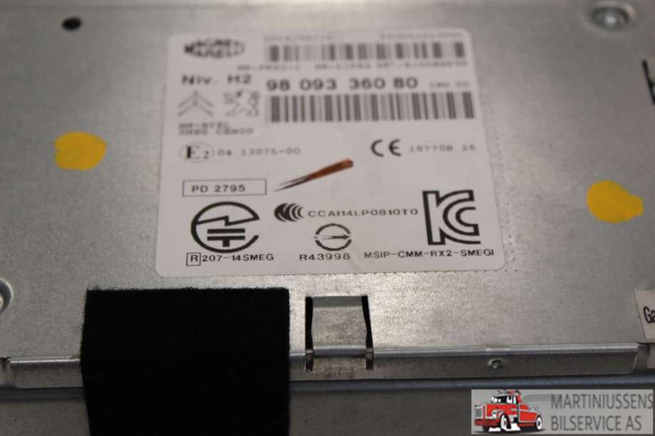 Bilstereo til Citroën C4, Cactus, 2014-2017 (Fase 1)  (CITROEN|98 093 360 80)