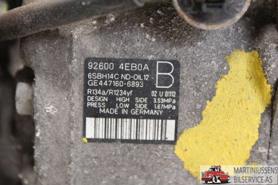 Aircondition kompressor til Nissan Qashqai 2014-2021 (Type II)  (NISSAN|92600 4EBOA|)