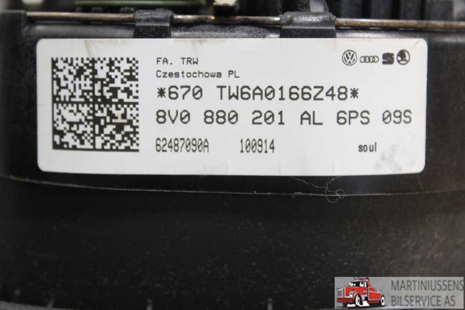 Airbag rattpute til Audi A3 2012-2016 (Type III, Fase 1)  (AUDI|8V0880201AL||8V0 880 201 AL)