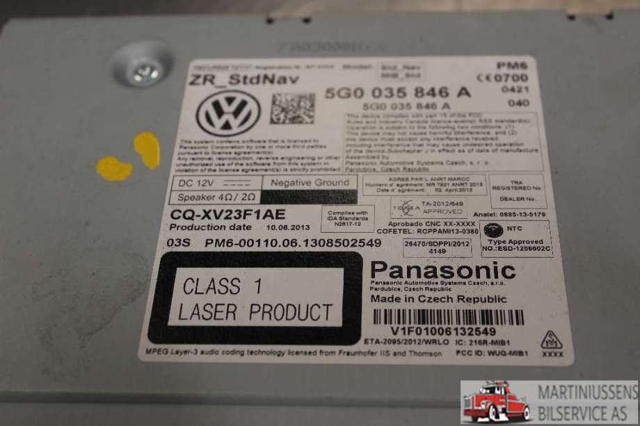 Bilstereo CD-veksler til VW Golf VII 2012-2017 (Fase 1)  (VOLKSWAGEN|5G0 035 846 A|)