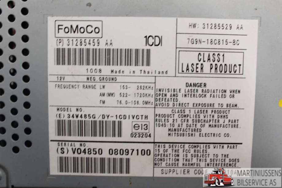 Bilstereo til Volvo V70 2007-2013 (Type III, Fase 1)  (VOLVO|31285459||34W485G)