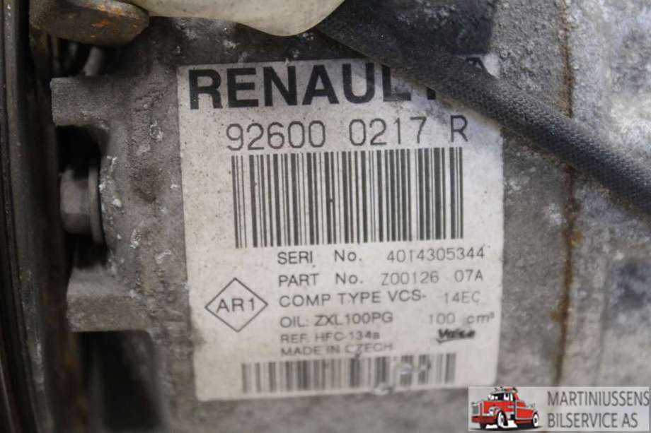 Aircondition kompressor til Renault Clio 2012-2016 (Type IV, Fase 1)  (RENAULT||92600 0217 R)