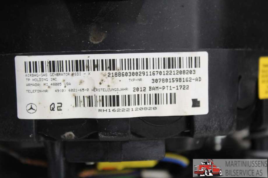 Airbag rattpute til Mercedes E-Klasse 2013-2016 (Fase 2) (W212) (W212) (MERCEDES||307801598162-AD)