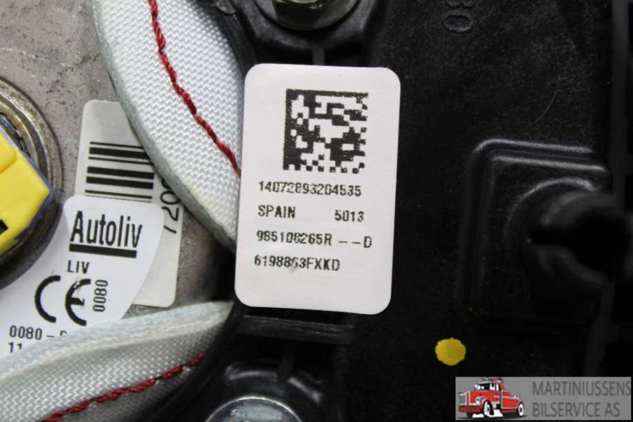 Airbag rattpute til Renault Captur 2013-2020 (Type I)  (RENAULT||985108265R)