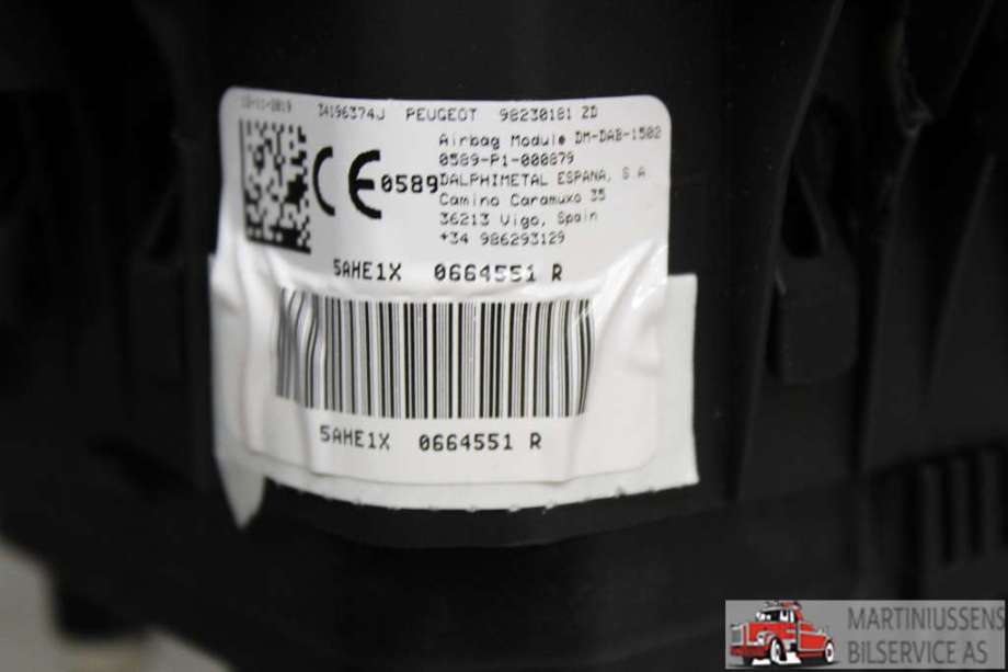 Airbag rattpute til Peugeot 3008 2016-->> (Type II)  (PEUGEOT||98230181 ZD)