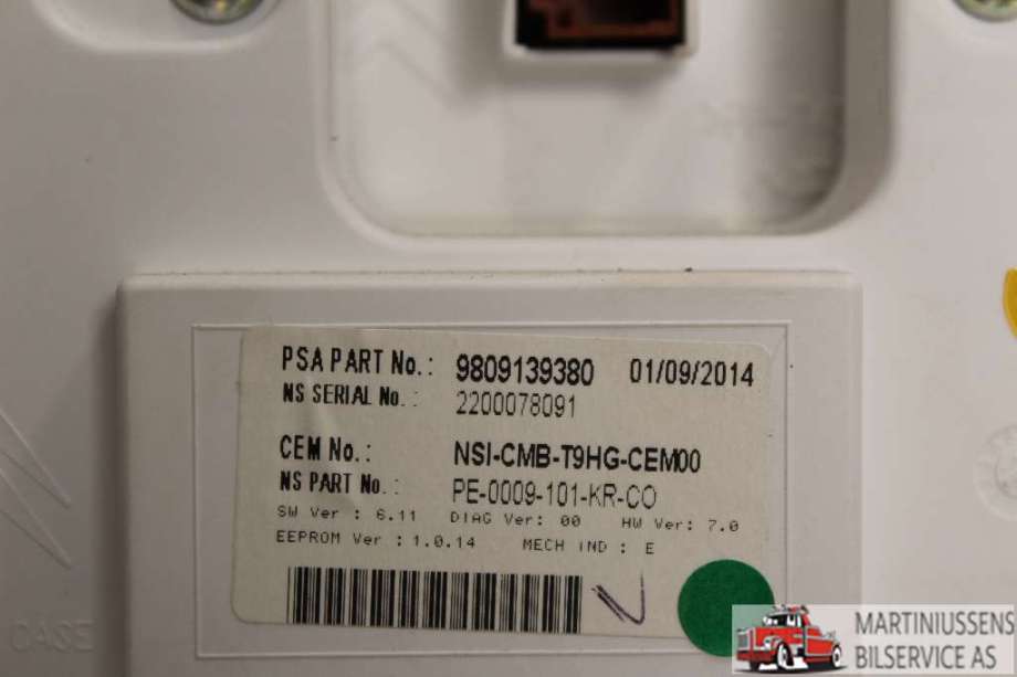 Speedometer til Peugeot 308 2013-2021 (Type II)  (PEUGEOT||9809139380)