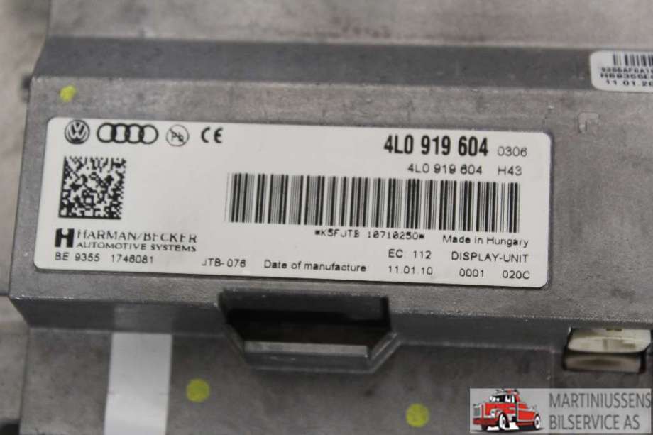 Multimedia display (MCU - Media Controller Unit) til Audi A4 2007-2014 (Type IV) (B8) (B8) (AUDI|4L0.919.604|)