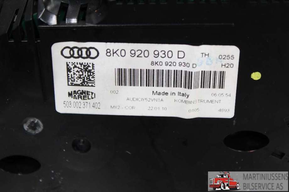 Speedometer til Audi A4 2007-2014 (Type IV) (B8) (B8) (AUDI|8K0.920.930.D|)
