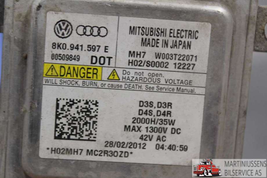 Styreenhet xenon/ballast til Audi A4 2007-2014 (Type IV) (B8) (B8) (AUDI|8K0941597E||8K0.941.597 E)