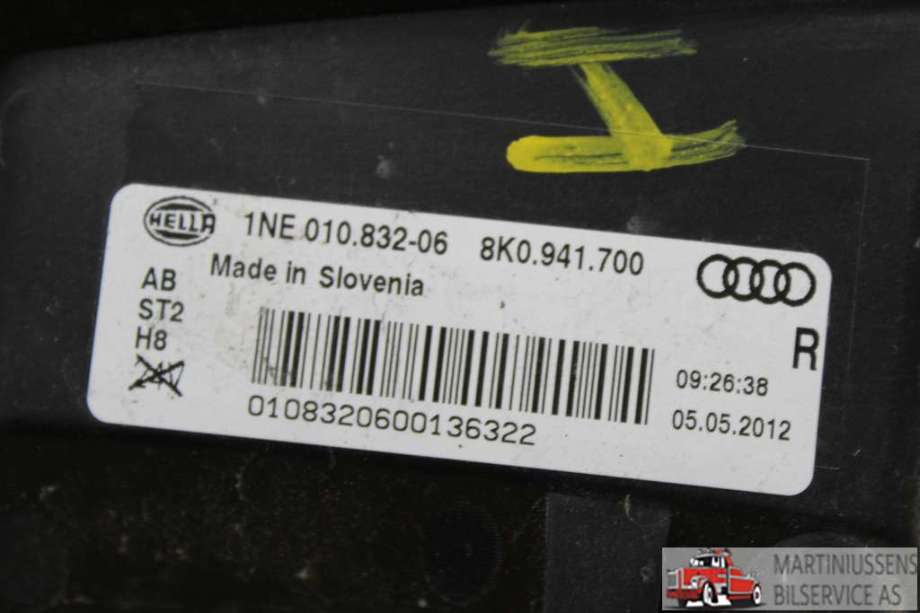 Tåkelykt høyre foran til Audi A4 2007-2014 (Type IV) (B8) (B8) (AUDI||8K0.941.700)