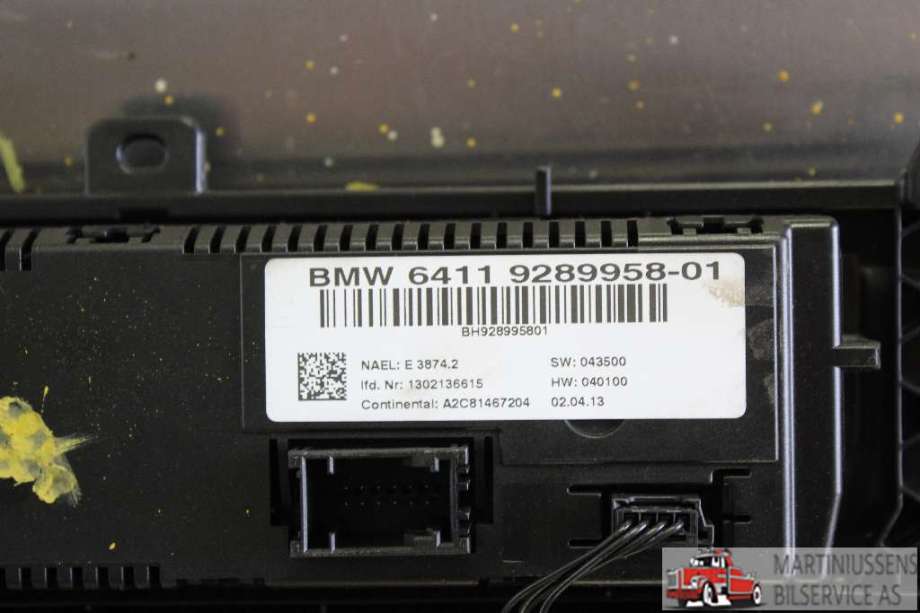 Varmeapparat betjening til BMW X3 2010-2017 (F25) (F25) (BMW|6411 9289958-01|)