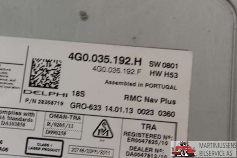 Bilstereo til Audi A6 2011-2014 (Type IV, Fase 1) (C7) (C7) (AUDI||4G0 035 192 H)