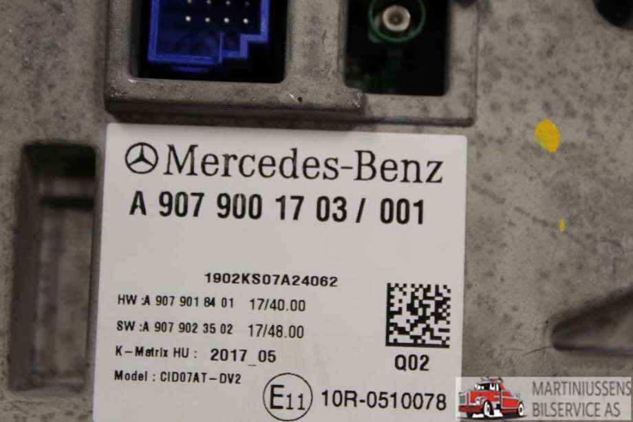 Multimedia display (MCU - Media Controller Unit) til Mercedes Sprinter 2018-->> (907/910) (907/910) (MERCEDES||A 907 900 17 03/001)