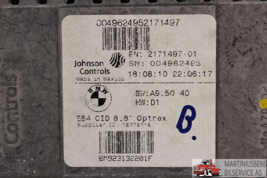 Multimedia display (MCU - Media Controller Unit) til BMW X1 2009-2015 (E84) (E84) (BMW||2171497-01)