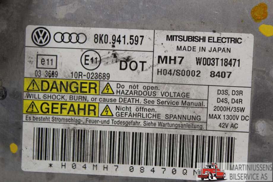 Styreenhet xenon/ballast til Audi A4 2007-2014 (Type IV) (B8) (B8) (AUDI||8K0 941 597)