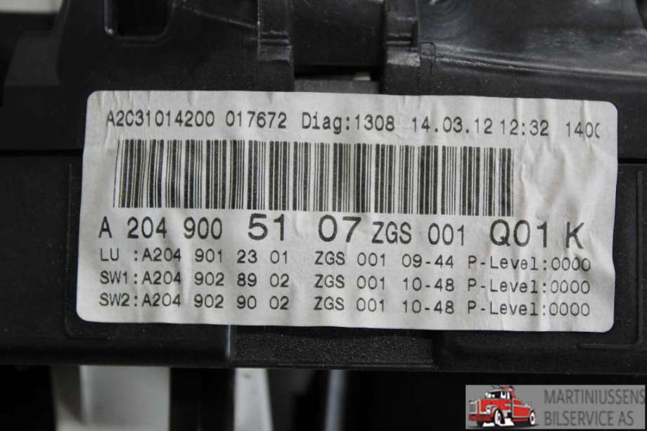 Speedometer til Mercedes GLK 2008-2015 (X204) (X204) (MERCEDES||A 204 900 51 07 ZGS)