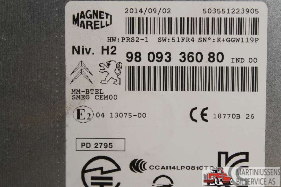 Bilstereo til Peugeot 308 2013-2021 (Type II)  (PEUGEOT||98 093 360 80)