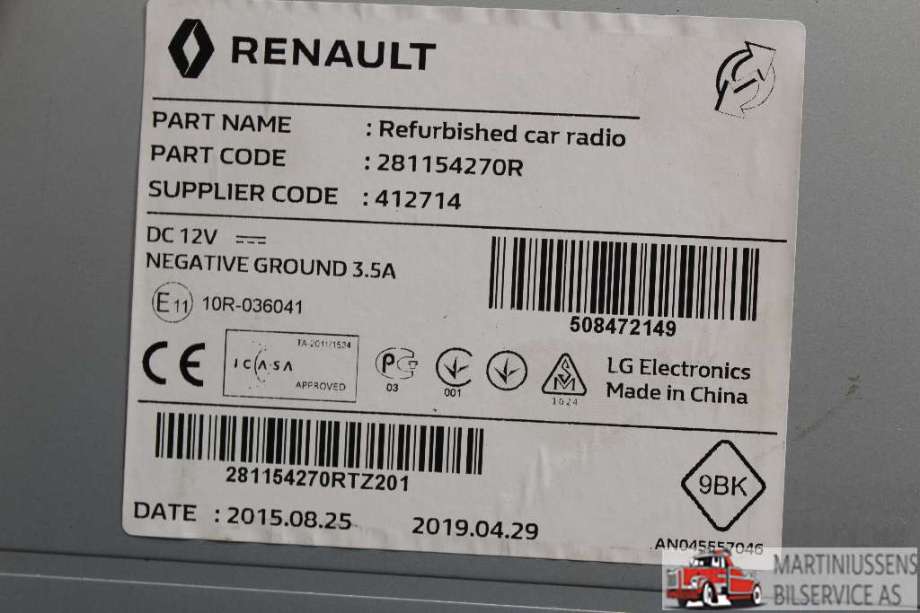 Instrument kjørecomputer til Renault Captur 2013-2020 (Type I)  (RENAULT||281154270R)