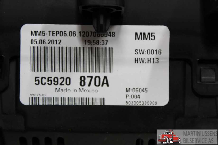 Speedometer til VW Beetle 2011-2018 (Type II)  (VOLKSWAGEN||5C5920 870A)