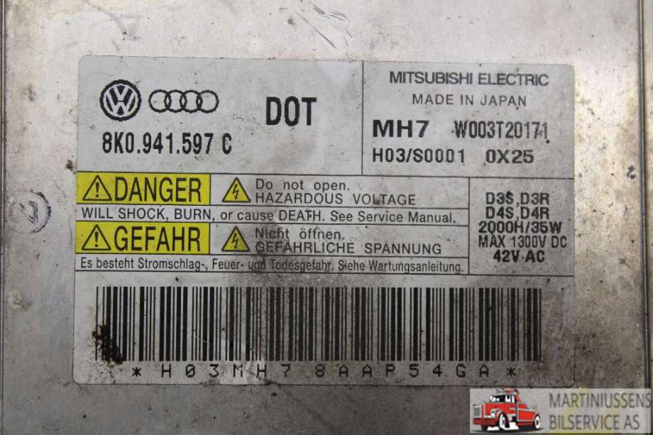 Styreenhet xenon/ballast til Audi A3 2009-2012 (Type II, Fase 2)  (AUDI||8K0.941.597 C)