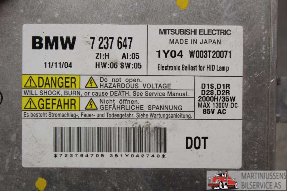 Styreenhet xenon/ballast til BMW 1-Serie 2011-2015 (Fase 1) (F20/F21) (F20/F21) (BMW||7 237 647)