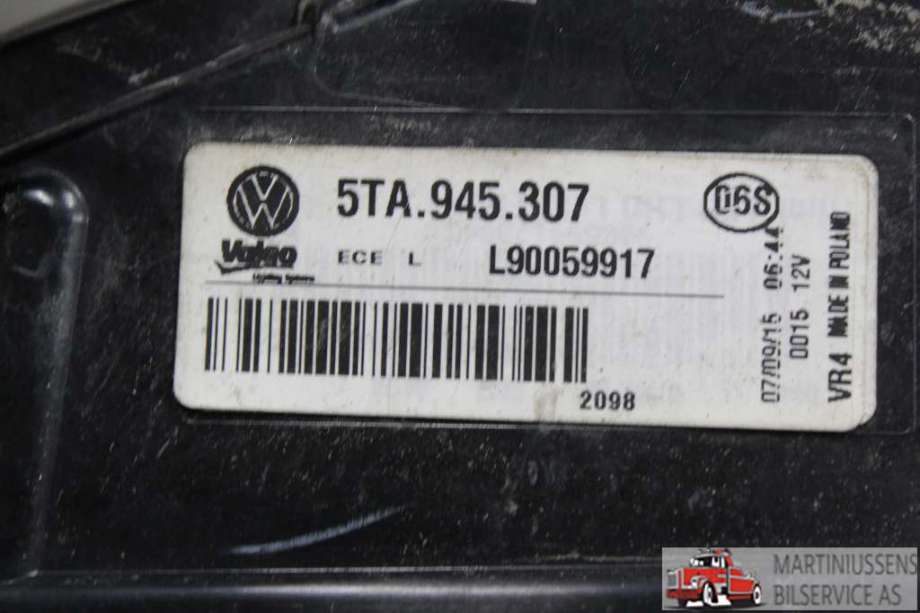 Baklykt venstre indre til VW Touran 2015-2021 (Type II)  (VOLKSWAGEN||5TA.945.307)