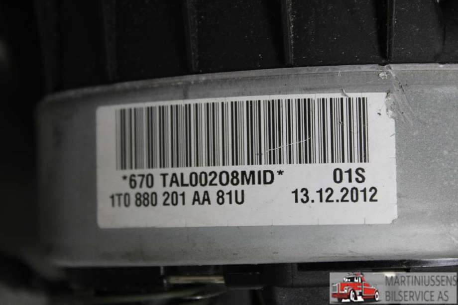 Airbag rattpute til VW Touran 2010-2015 (Type I, Fase 3)  (VOLKSWAGEN||1T0.880.201)