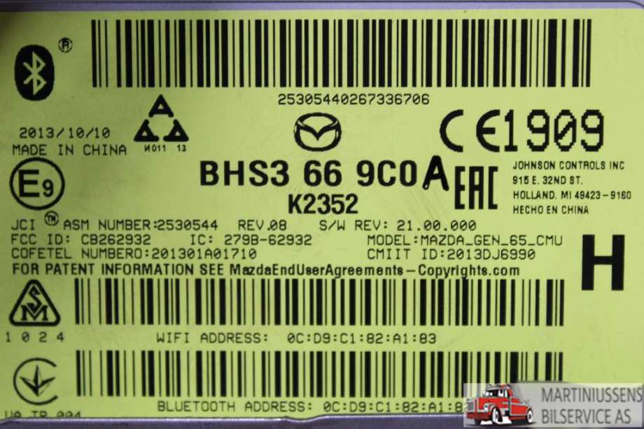 Bilstereo til Opel Astra K 2015-->>  (OPEL||BHS3 66 9C0)