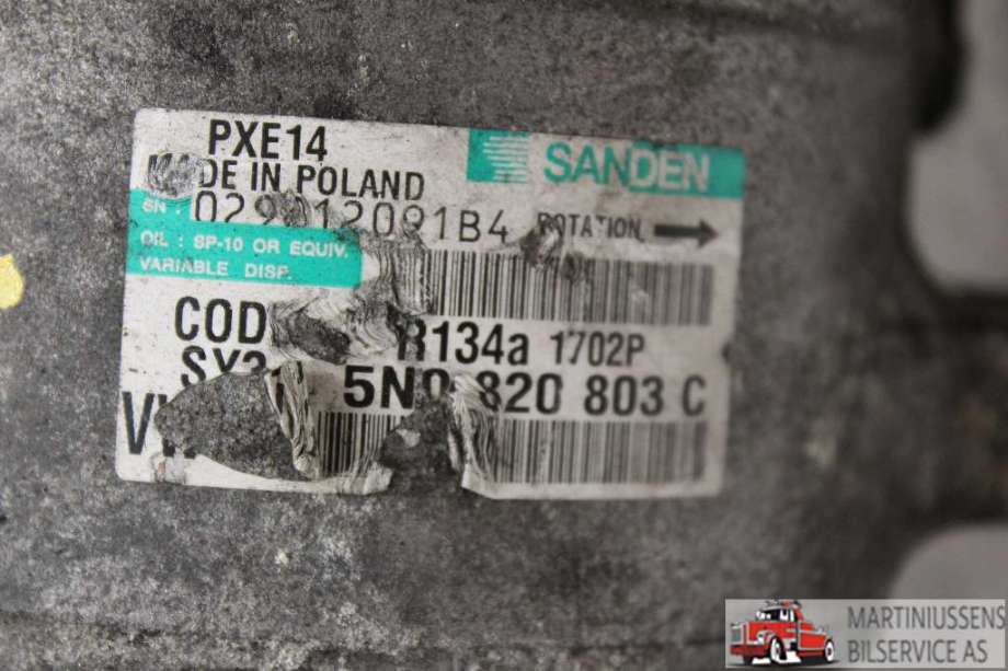 Aircondition kompressor til Audi A3 2009-2012 (Type II, Fase 2)  (AUDI||5N0 820 803 C)
