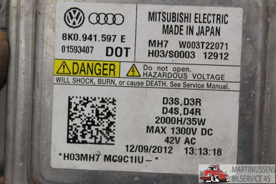 Styreenhet xenon/ballast til VW Touran 2010-2015 (Type I, Fase 3)  (VOLKSWAGEN||8K0.941.597.E)