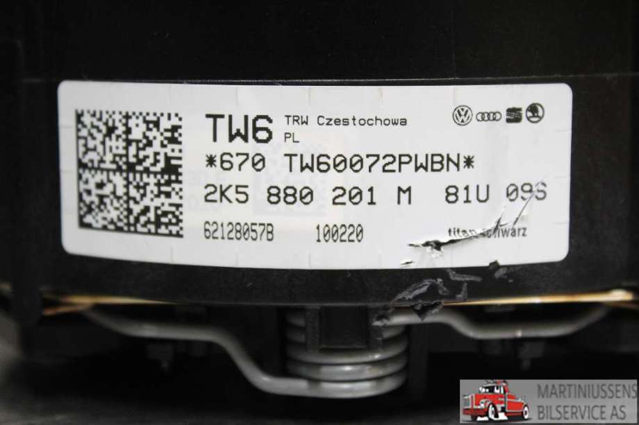 Airbag rattpute til VW Caddy 2015-2020 (Type III, Fase 3)  (VOLKSWAGEN||2K5 880 201 M)