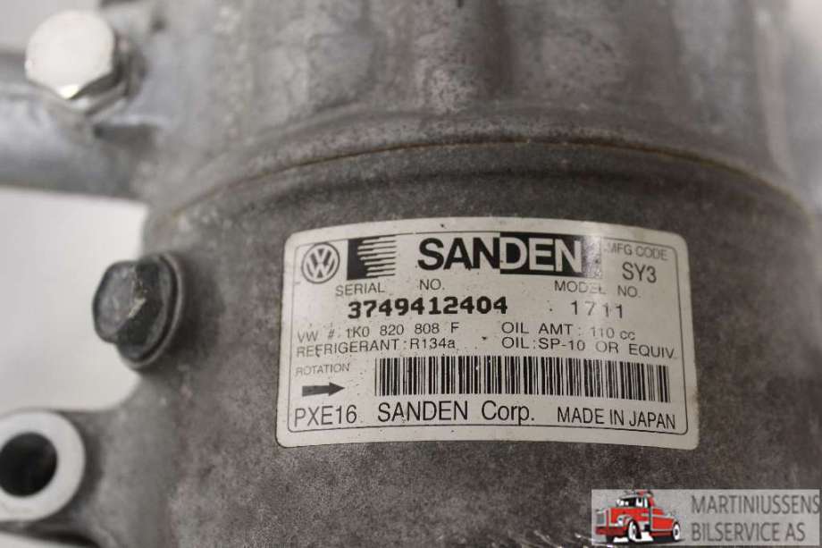 Aircondition kompressor til VW Touran 2010-2015 (Type I, Fase 3)  (VOLKSWAGEN||3749412404|1K0 820 808 F)