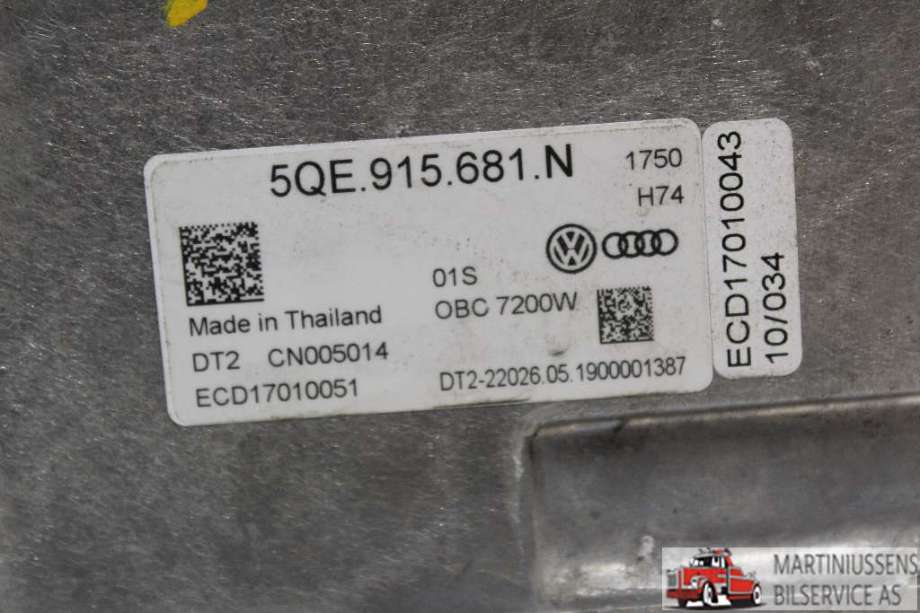 Batterilader (OBC - On Board Charger) til VW e-Golf 2017-2020 (Fase 2)  (VOLKSWAGEN||5QE.915.681.N)