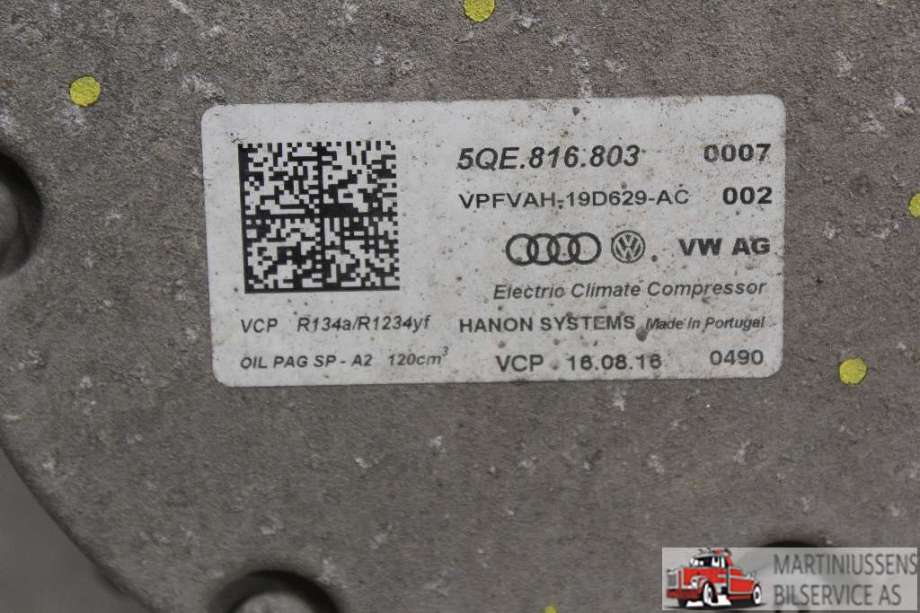 Aircondition kompressor til VW e-Golf 2017-2020 (Fase 2)  (VOLKSWAGEN||5QE.816.803)