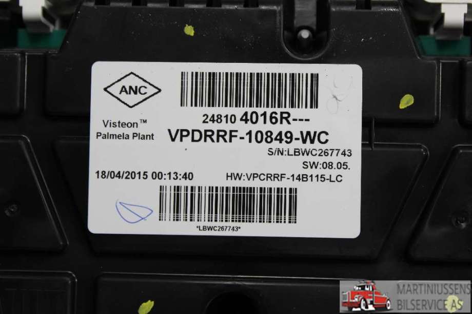 Speedometer til Renault Captur 2013-2020 (Type I)  (RENAULT|24810 4016R||VPDRRF-10849-WC)