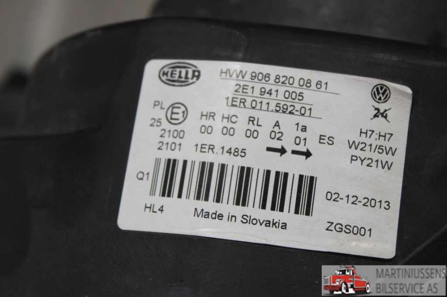 Frontlykt venstre halogen til VW Crafter 2011-2016 (Type I, Fase 2)  (VOLKSWAGEN|2E1941005|)