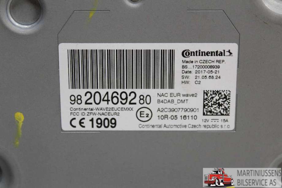 Bilstereo til Peugeot 3008 2016-->> (Type II)  (PEUGEOT||9820469280)