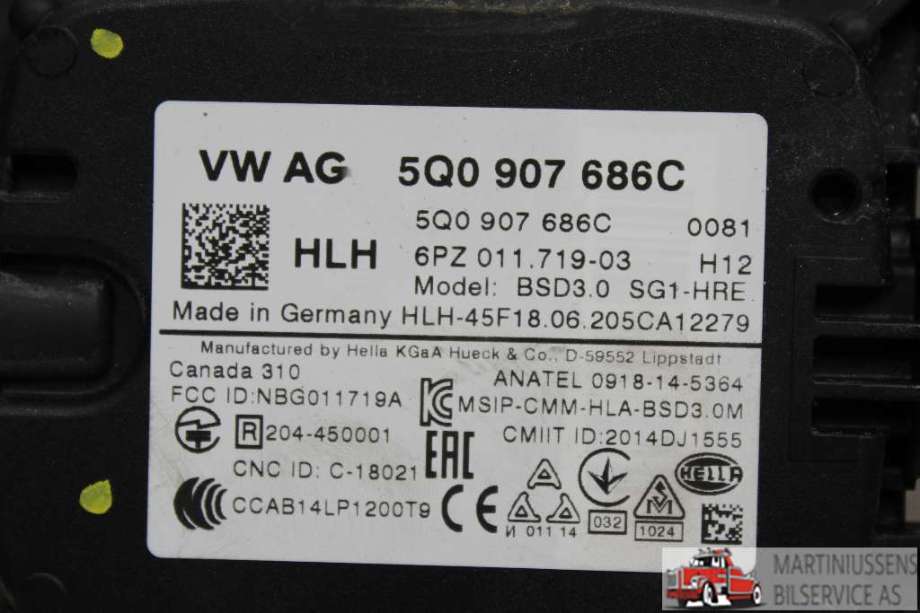 Sensor diverse til VW e-Golf 2017-2020 (Fase 2)  (VOLKSWAGEN||5Q0 907 686C)